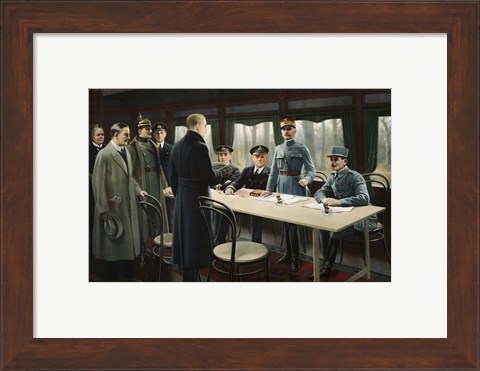 Framed Allied Nation Delegates awaiting the German delegation aboard a Train Print