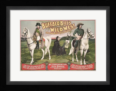 Framed Napoleon Bonaparte and Buffalo Bill on horseback Print