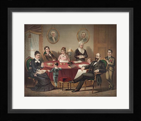 Framed President Garfield and his Family sitting at a Table Print