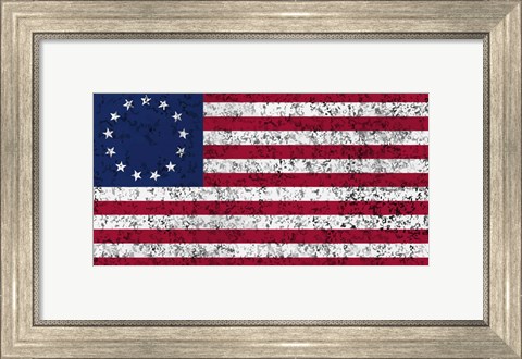 Framed 13 star Betsy Ross American flag Print