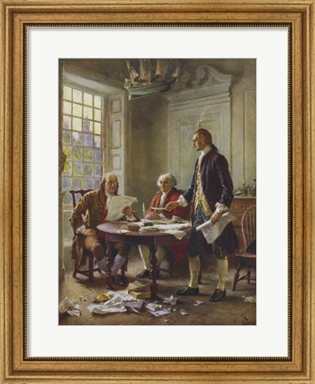 Framed Writing of the Declaration of Independence Print