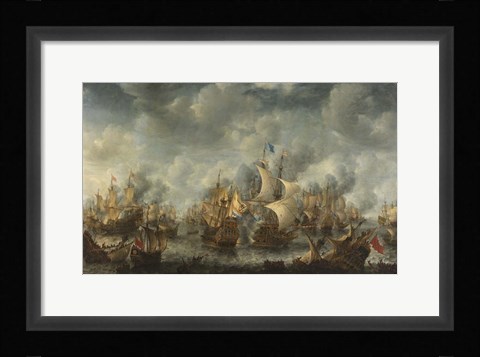 Framed Battle of Ter Heijde naval battle during the First Anglo-Dutch War Print