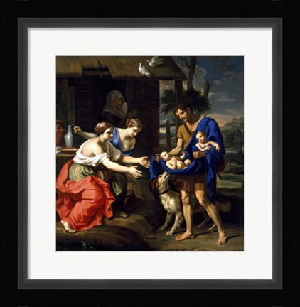 Framed Shepherd Faustulus presenting infants Romulus and Remus to his Wife Print
