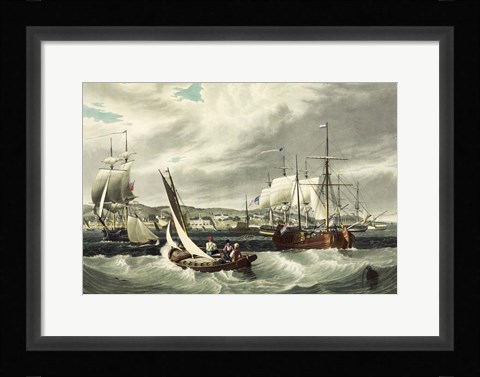 Framed Ships and Boats Offshore of the New York quarantine station Swinburne Island Print