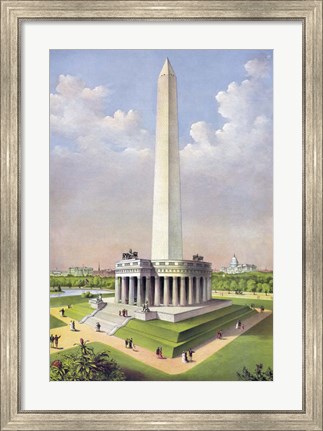 Framed National Washington Monument, circa 1885 Print