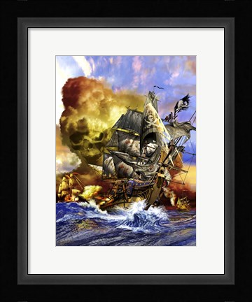 Framed Whydah Gally Pirate Ship Print