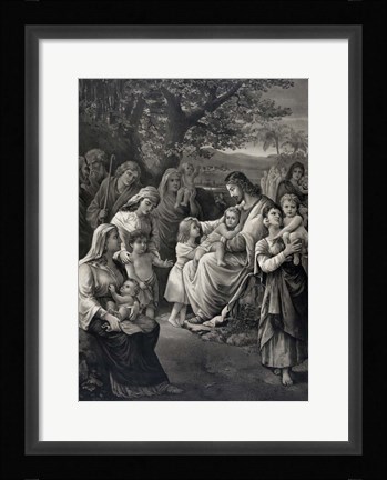 Framed Jesus blessing the Children Print