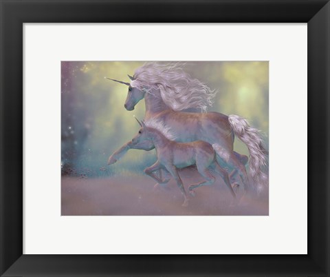 Framed Adult and Baby Unicorn Print