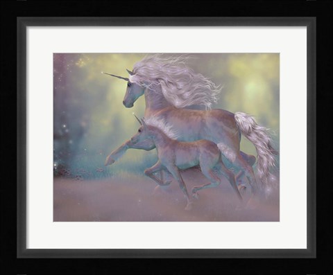 Framed Adult and Baby Unicorn Print