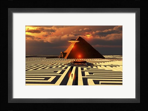 Framed Aliens Visiting An Ancient Egyptian Pyramid Maze Print