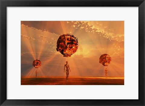 Framed Alien Androids Using Probes to Explore An Alien Exoplanet Print