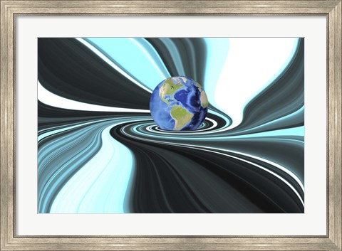 Framed Planet Earth in Swirling Colorful Background Print