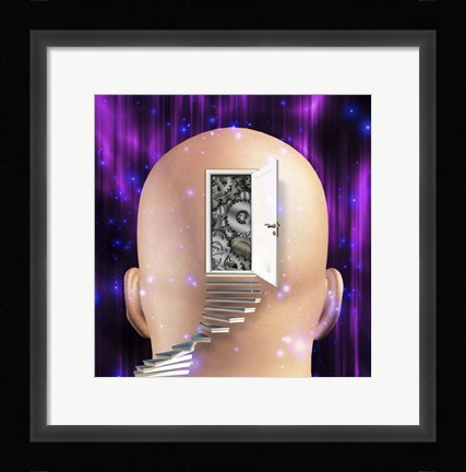 Framed Doorway Opens to Gears in Mind Print