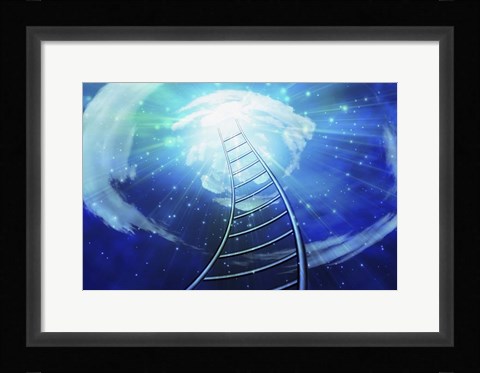 Framed Twisting Ladder Leads to Sky Print