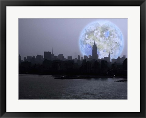 Framed New York City Terraformed Luna Rise Print
