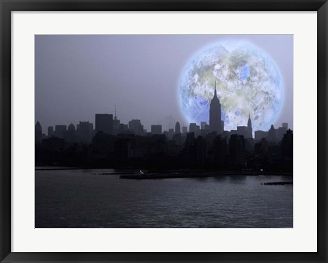 Framed New York City Terraformed Luna Rise Print