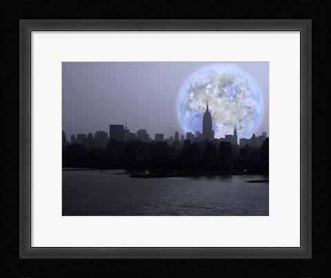 Framed New York City Terraformed Luna Rise Print