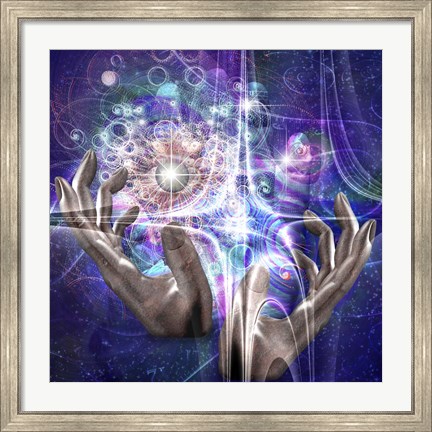 Framed Hands Manipulate Atomic Or Other Properties of Universe Print