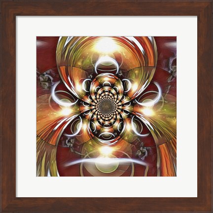 Framed Mirrored Round Fractal With a Picture of Eclipse Print