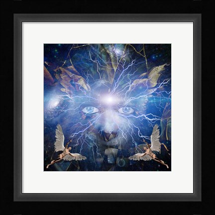 Framed Face of God Men With Wings Represents Angels Print