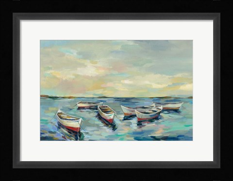 Framed Coastal View of Boats Print