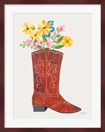 Framed Western Cowgirl Boot V Print