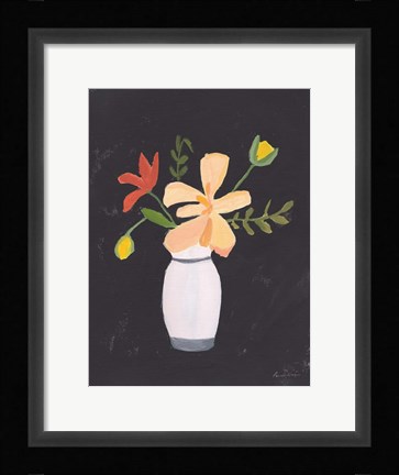 Framed Floral on Black II Print