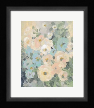 Framed Cottage Blue Floral I Print