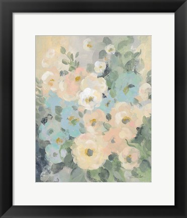 Framed Cottage Blue Floral I Print