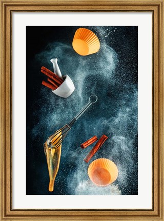 Framed Kitchen Mess: Cinnamon Cupcake Print