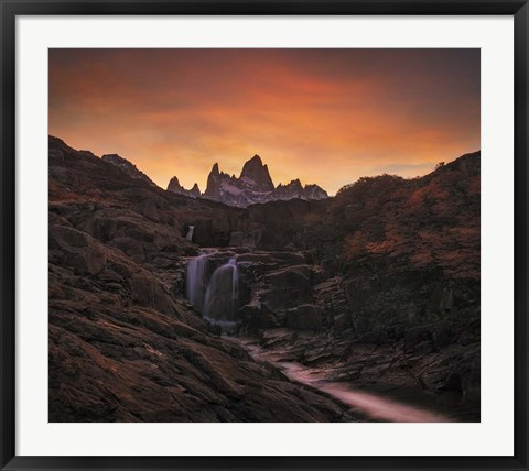 Framed Waterfall Sunset Print