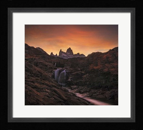 Framed Waterfall Sunset Print
