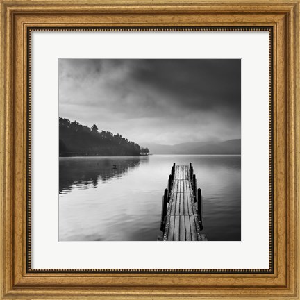Framed Lake view with Pier II Print