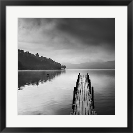 Framed Lake view with Pier II Print