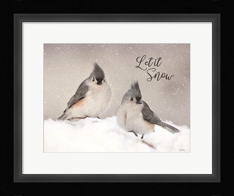 Framed Let It Snow Titmouse Pair Print