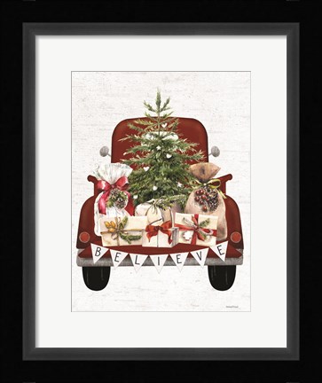 Framed Believe Christmas Truck Print