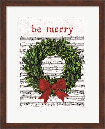 Framed Be Merry Christmas Wreath Print