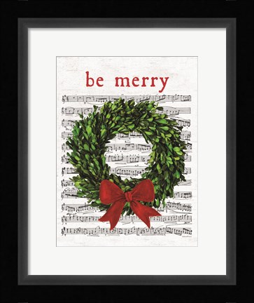 Framed Be Merry Christmas Wreath Print