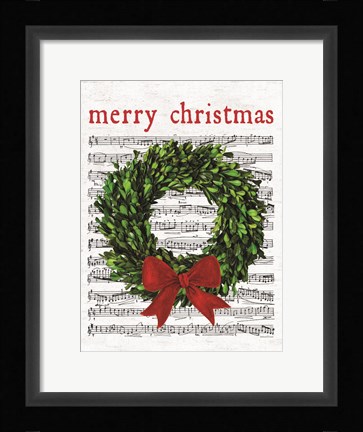 Framed Merry Christmas Wreath Print