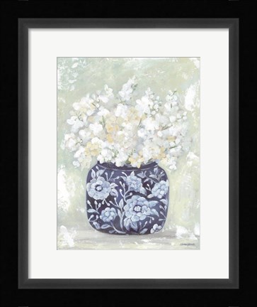 Framed Pretty Petals in Blue Print