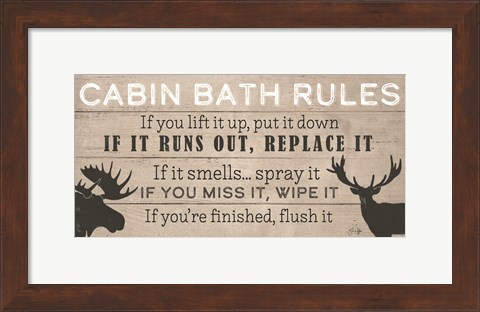 Framed Cabin Bath Rules Print