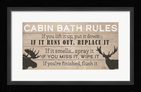 Framed Cabin Bath Rules Print
