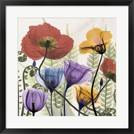 Framed Flowers And Ferns Print
