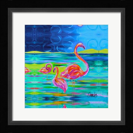 Framed Duo Flamingos Print