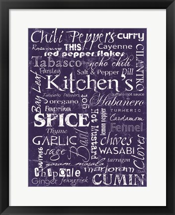 Framed Kitchen Spice Indigo Print