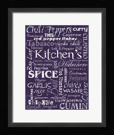 Framed Kitchen Spice Indigo Print