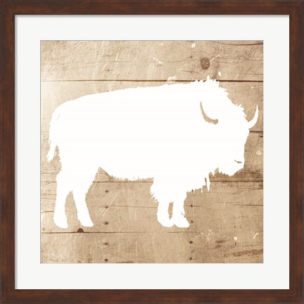 Framed White On Wood Buffalo Mate Print