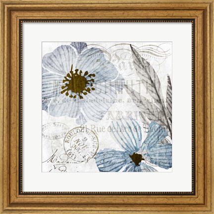 Framed Soft Floral Blue 2 Print