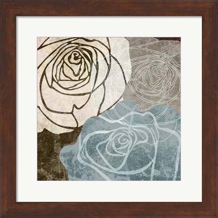 Framed Beige Rose Print