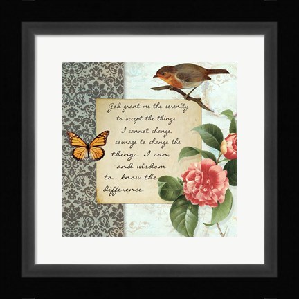 Framed Vintage Serenity Prayer Print
